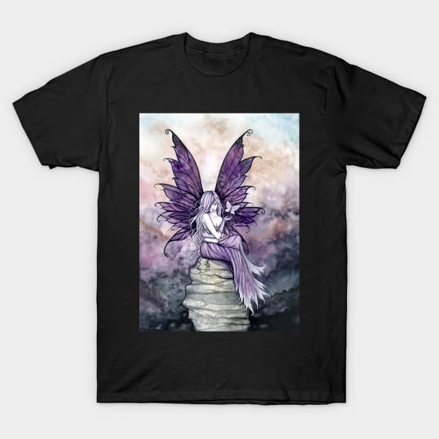 Letting Go Fairy Art with White Butterfly T-Shirt by robmolily